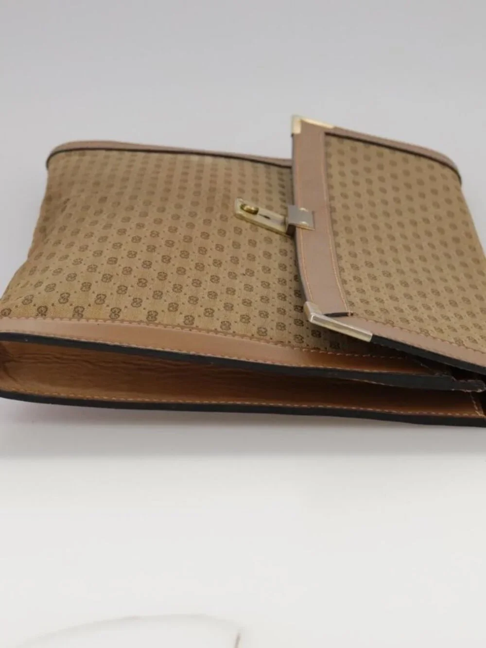 GUCCI Micro GG Canvas Clutch Bag Beige Auth ep6918